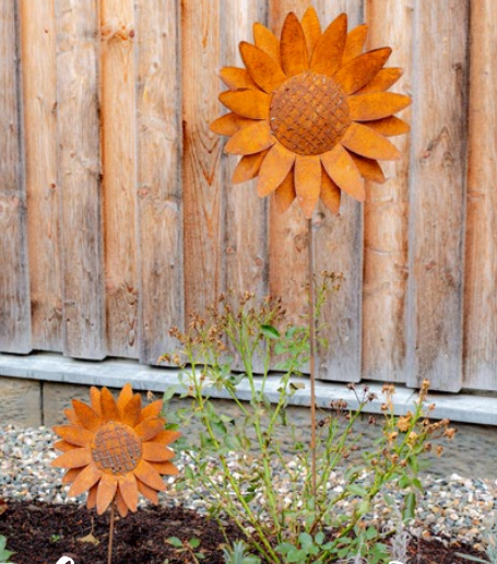 NEU !! Gartenstecker Sonnenblume 80 cm lang aus Metall in Edelrost Deko Rankhilfe