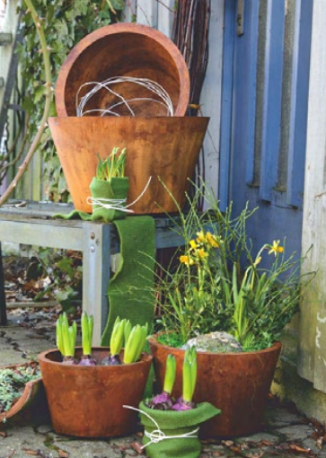 NEU !! 4 er SET Pflanztöpfe ø 25 - 43 cm aus Metall in Edelrost Pflanzgefäß Blumentopf