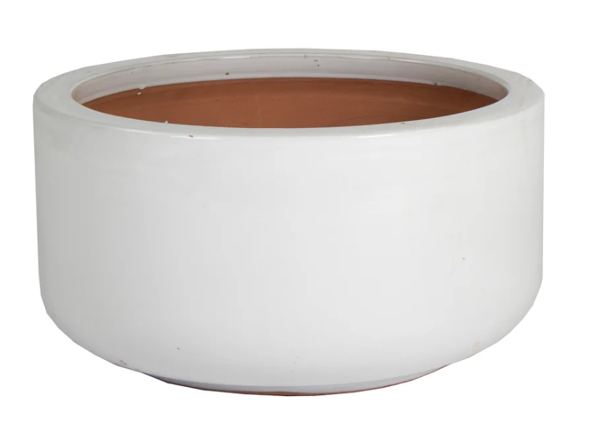 NEU !! Pflanzschale ø 38 cm aus Steinzeug weiß glasiert , Pflanztopf Blumenkübel Blumentopf