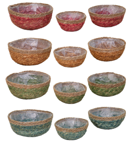 Neu !! 3er Set Pflanzkörbe Durchmesser ca. 30 , 24 und 22 cm aus rötlichen Seegras - Naturprodukt