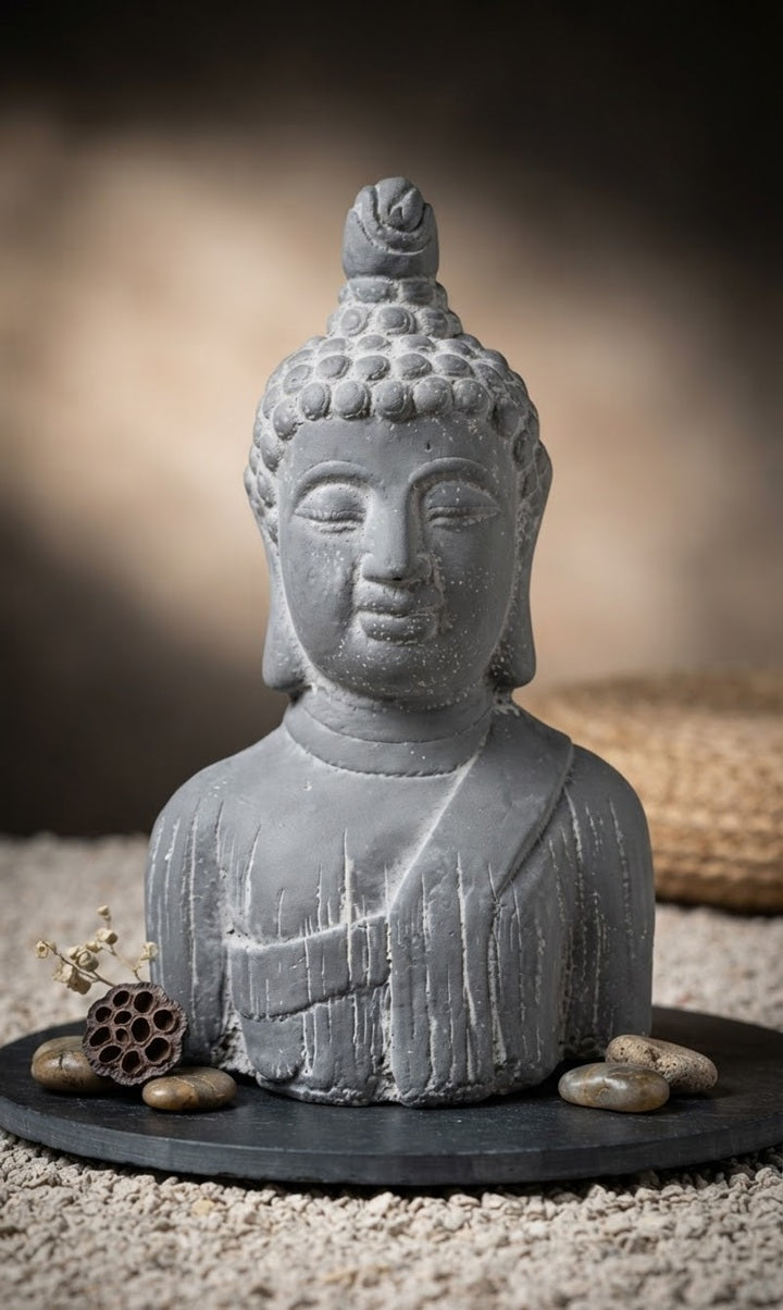 NEU !! Buddha ca. 26 cm hoch aus Beton / Zement Dekoration Skulptur Figur Buddhismus Indien Religion Statue