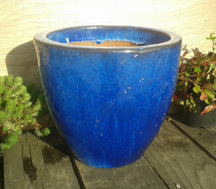 Neu ! Blumentopf honiggelb hochglänzend glasiert ø ca. 25 cm aus frostfesten Steinzeug Pflanztopf, Blumenkübel