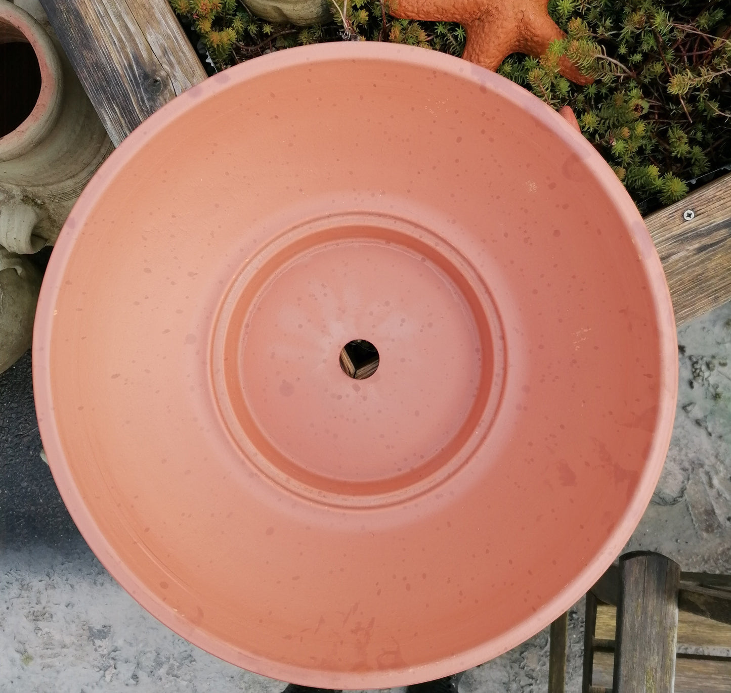 B-Ware !! Schöne schlichte Pflanzschale ø ca. 42 cm aus Terracotta, Pflanzgefäß Blumentopf
