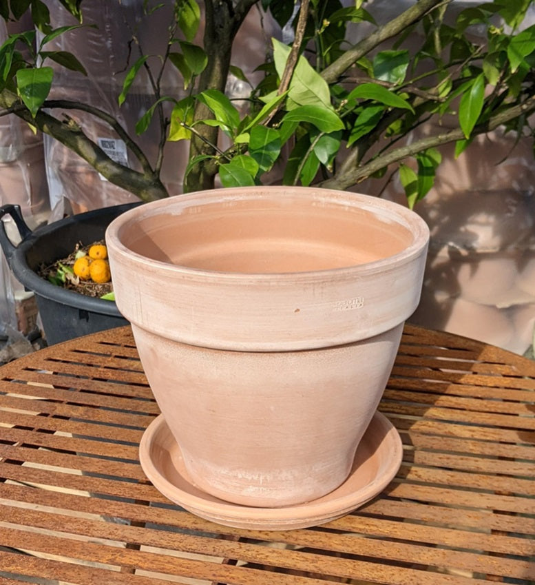 NEU !! 2 tlg. Orig. ital. Blumentopf ø ca. 26 cm inkl. Unterteller aus Terracotta