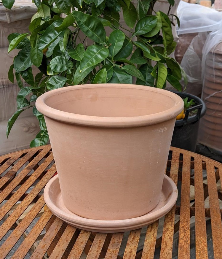 NEU !! 2 tlg. Orig. ital. Blumentopf ø ca. 28 cm inkl. Unterteller aus Terracotta