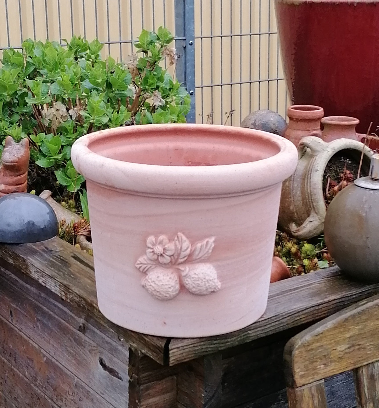 NEU !!  Hochwertiger italienischer Blumentopf ø ca. 29 cm mit einem Zitronenzweig aus Terracotta, Pflanztopf