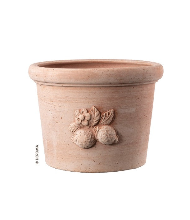 NEU !!  Hochwertiger italienischer Blumentopf ø ca. 29 cm mit einem Zitronenzweig aus Terracotta, Pflanztopf