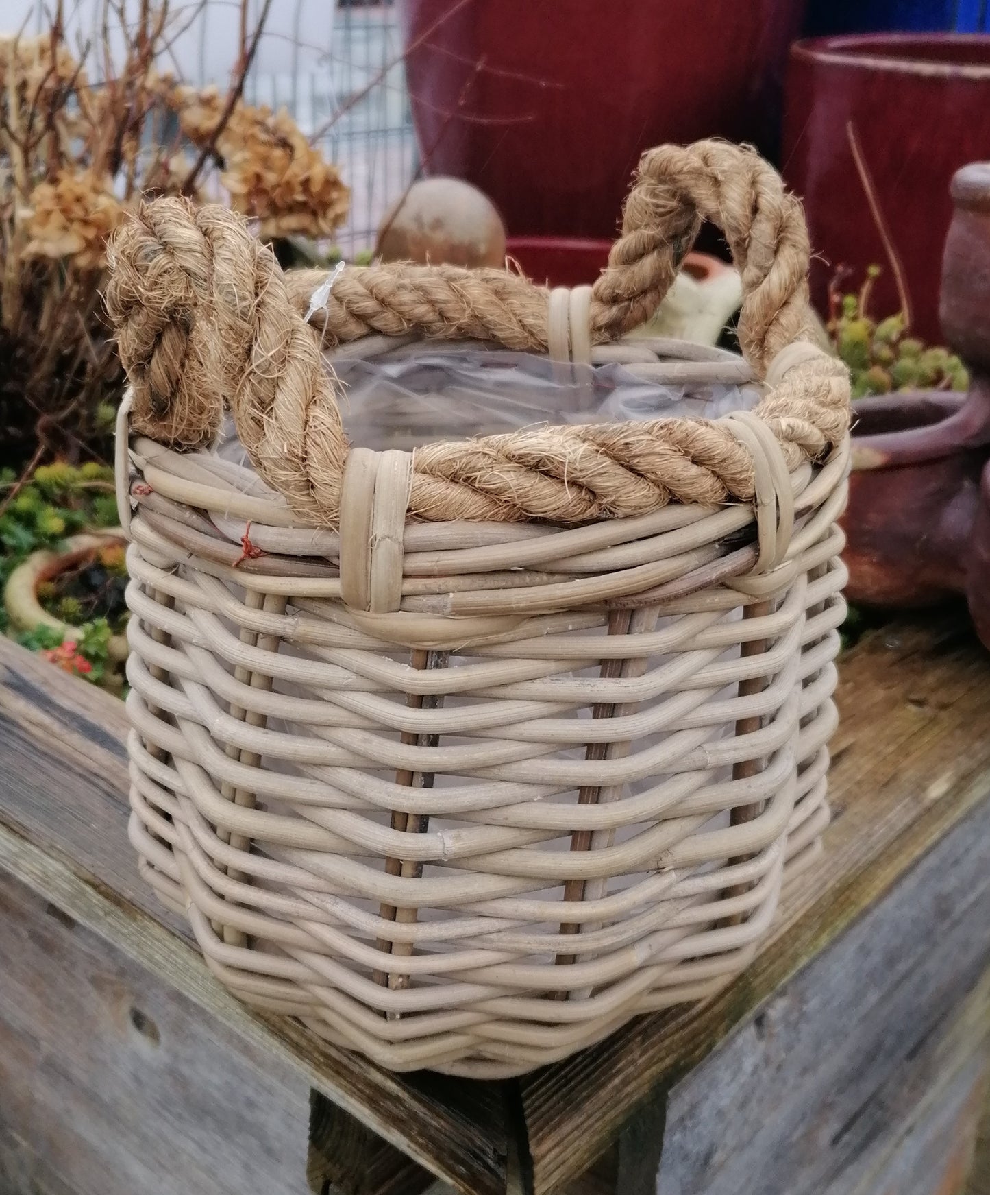 Schöner stabiler Korb ø 21 cm aus Rattan / Weide - kein Plastik - Naturprodukt Pflanzkörbe Weide Übertopf