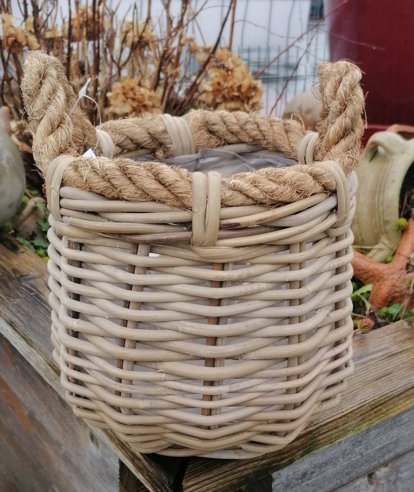 Schöner stabiler Korb ø 39 cm aus Rattan / Weide - kein Plastik - Naturprodukt Pflanzkörbe Weide Übertopf