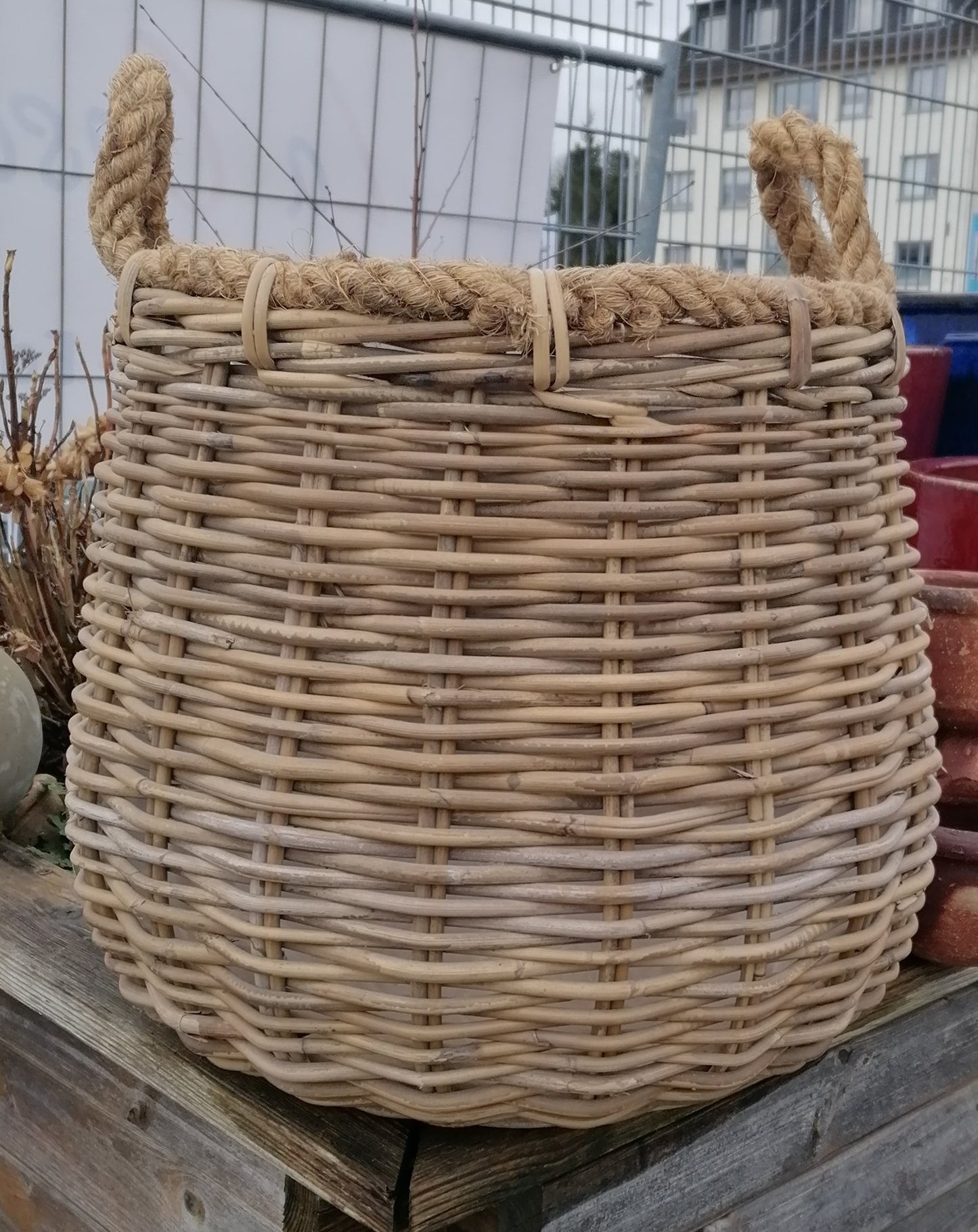 Schöner stabiler Korb ø 39 cm aus Rattan / Weide - kein Plastik - Naturprodukt Pflanzkörbe Weide Übertopf