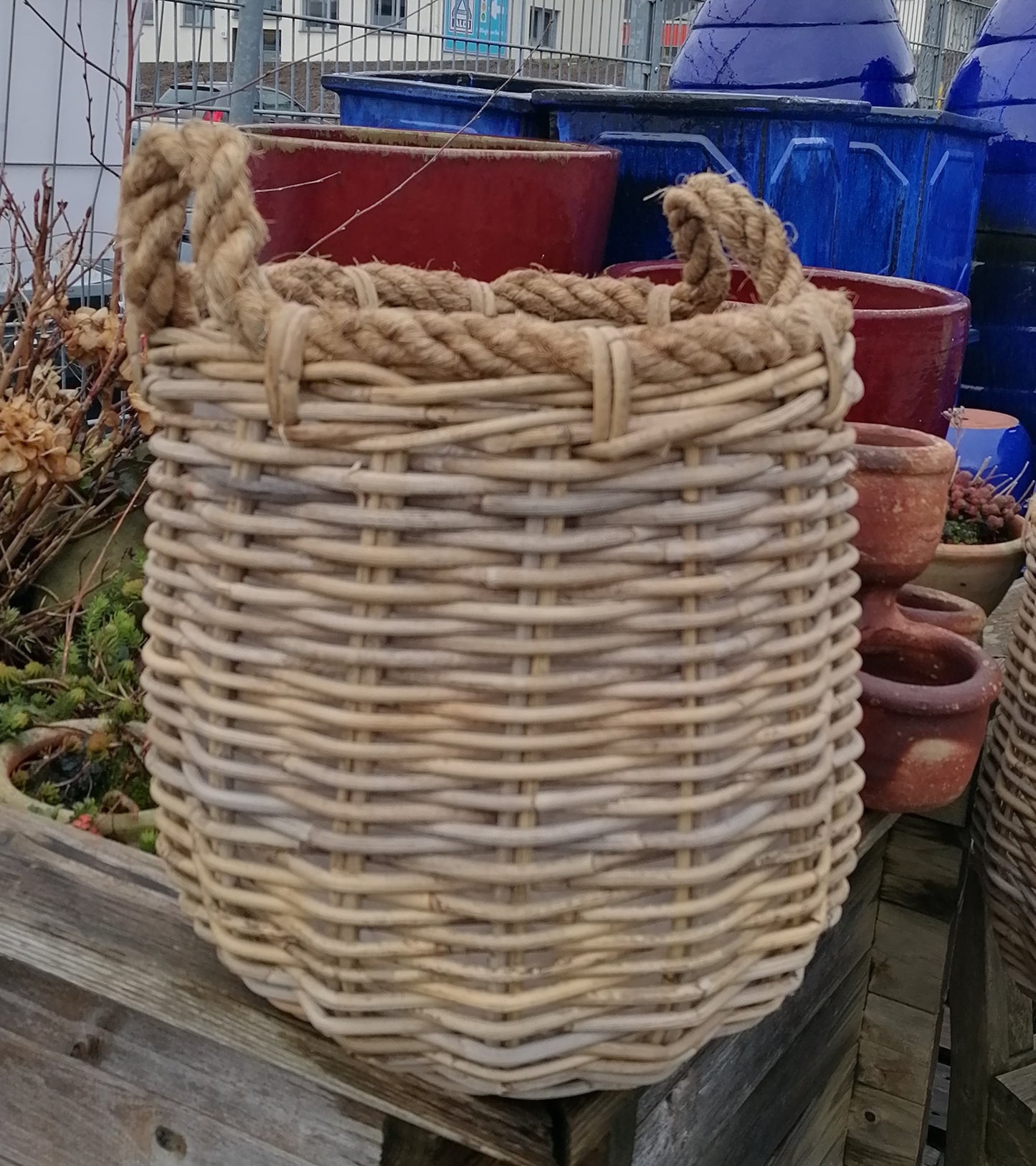 Schöner stabiler Korb ø 29 cm aus Rattan / Weide - kein Plastik - Naturprodukt Pflanzkörbe Weide Übertopf