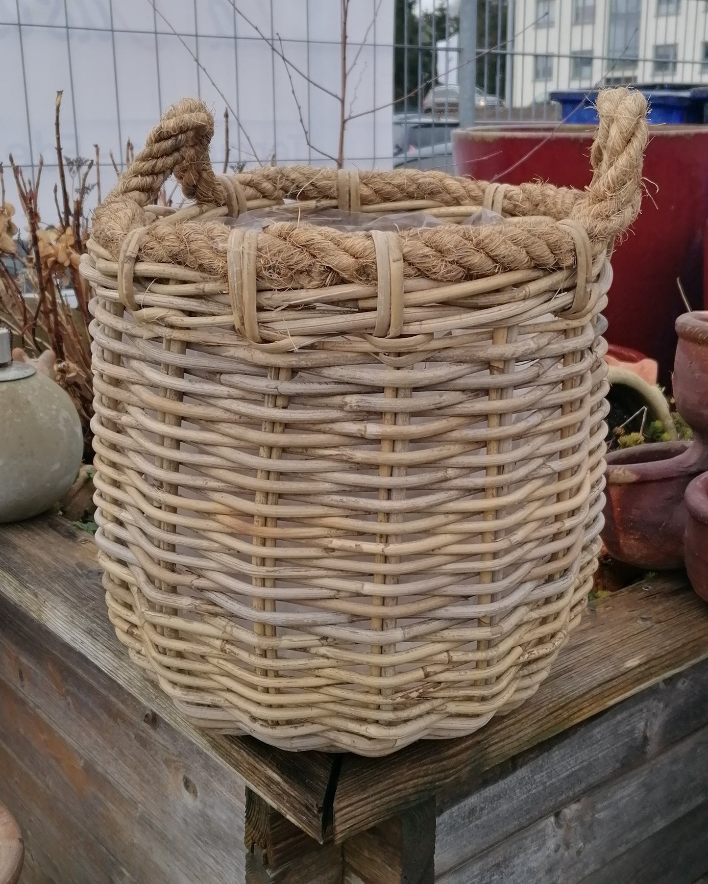 Schöner stabiler Korb ø 39 cm aus Rattan / Weide - kein Plastik - Naturprodukt Pflanzkörbe Weide Übertopf