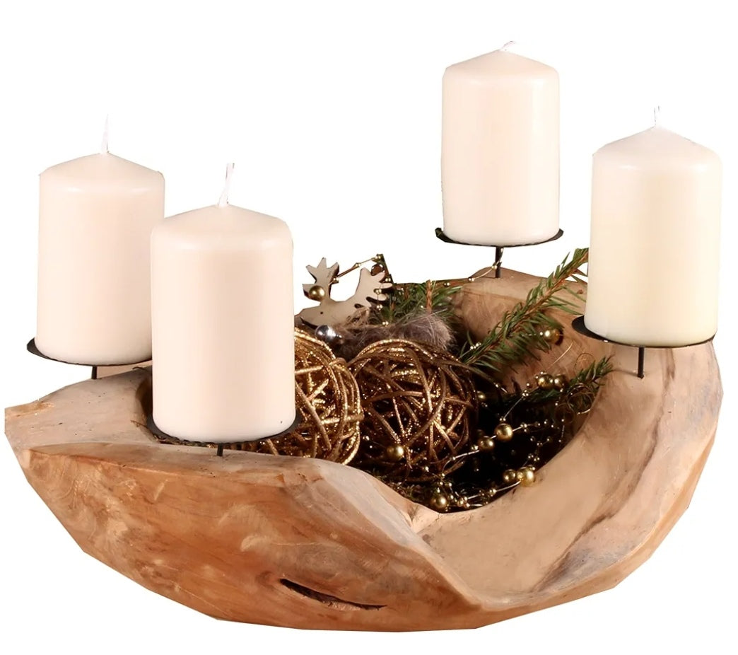 Neu !! Schale ø ca. 40 cm aus Teakholz - Naturprodukt Rustikal Wurzelholz Adventsgesteck Weihnachten Unikat
