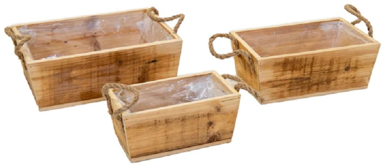 Neu !! 3er Set Pflanzkästen 23 cm, 28 cm und 33 cm breit aus unbehandelten Holz Naturprodukt Blumentöpfe