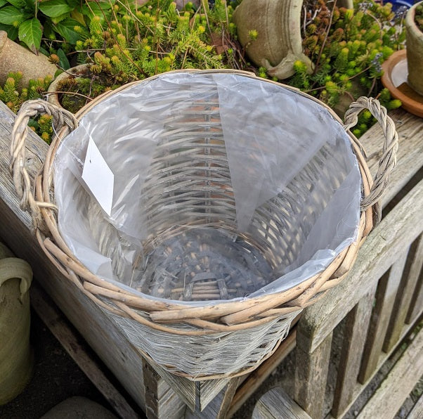 Neu !! Leichter Pflanzkorb mit 2 Henkel Durchmesser ca. 20 cm und ca. 16 cm hoch aus Weide Blumentopf Pflanzgefäß