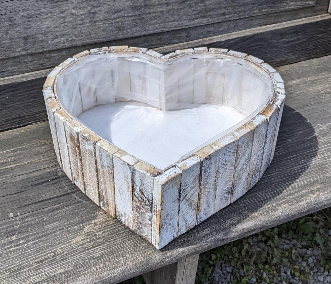 Neu !! 3er Set Pflanzkörbe in Herzform 20cm, 26cm, und 32 cm aus Holz Naturprodukt Beerdigung Trauer Tischdeko Deko Hochzeit Liebe