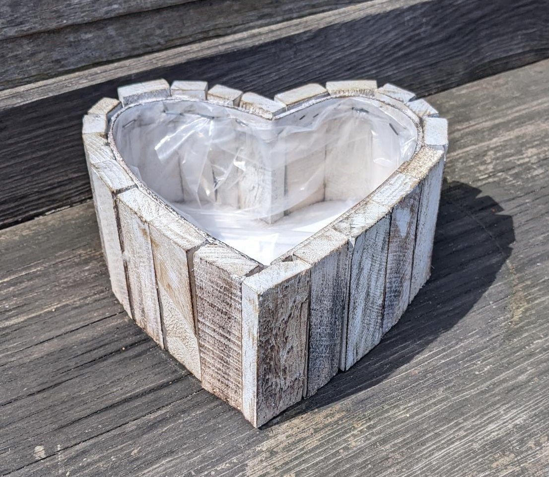 Neu !! Pflanzkorb in Herzform ca. 20 cm breit aus Holz - Naturprodukt Beerdigung Tischdeko Hochzeit Grab Trauer Deko