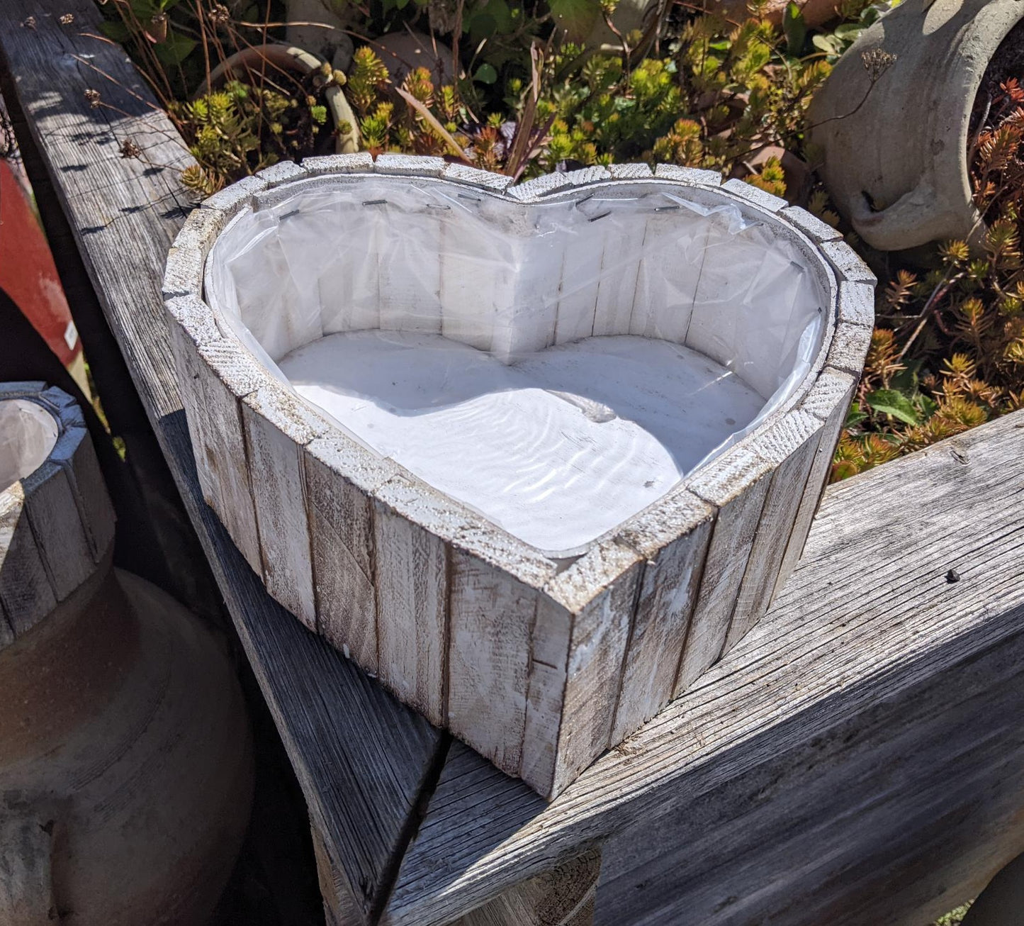Neu !! Pflanzkorb in Herzform ca. 26 cm breit aus Holz - Naturprodukt Beerdigung Trauer Tischdeko Hochzeit Liebe Grab Deko