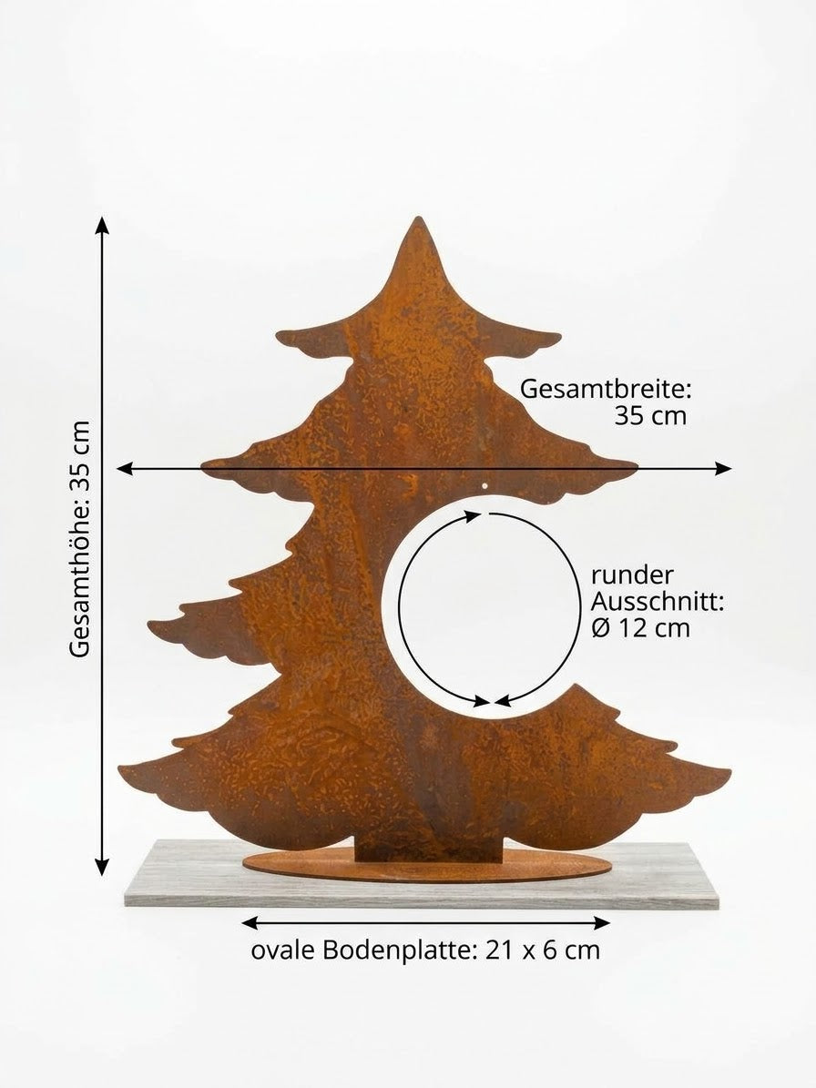 NEU ! Tannenbaum / Weihnachtsbaum mit Loch ca. 35 cm hoch aus Metall in Edelrost Weihnachten Deko Kugel