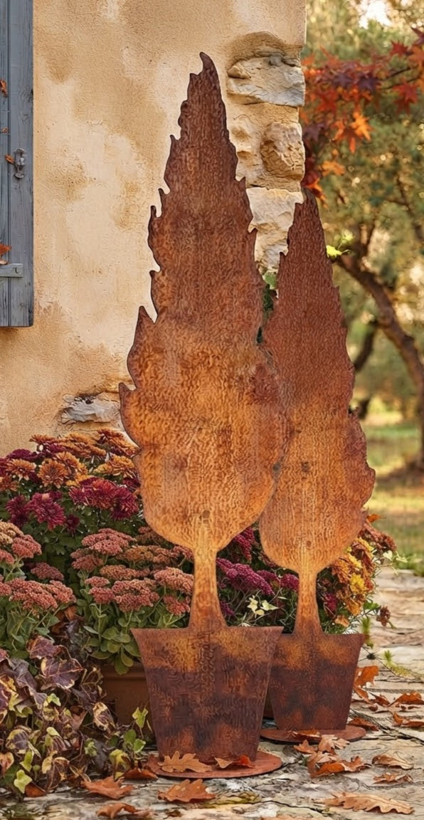 NEU !! Großer stabiler Baum im Topf ca. 80 cm hoch aus Metall in Edelrost Dekoration Herbst Wald Fenster Konifere Thuja Tanne