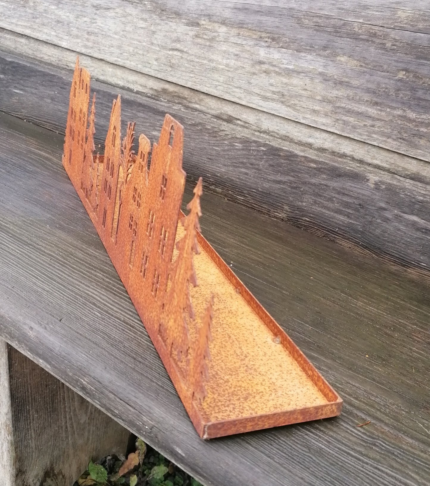 NEU !! Dorflandschaft ca. 47 cm breit aus Metall in Edelrost Weihnachten Deko Tannenbaum Weihnachtsbaum Teelichthalter Kerzenständer Weihnachtsdeko