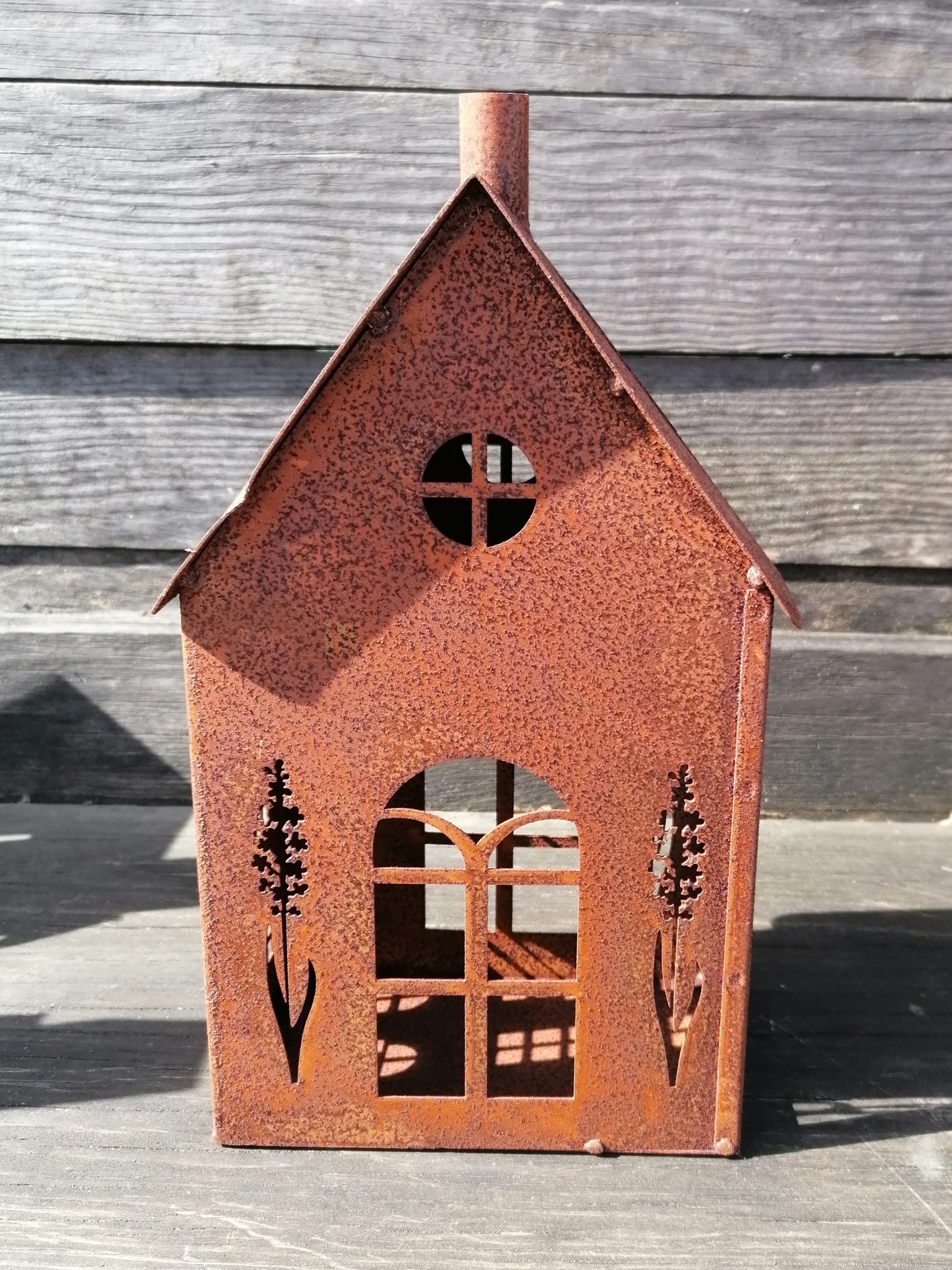 NEU !! 4er Set Windlichthäuser je ca. 26 cm hoch aus Metall in angesagter Rostoptik Deko Weihnachtsdeko Windlichter Advent Fensterschmuck Deko Rost