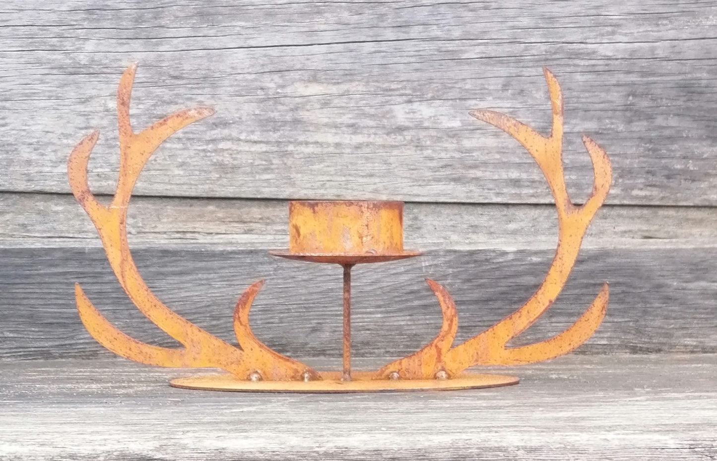 NEU !! Kerzenleuchter " Geweih " ca. 30 cm breit aus Metall in Edelrost Weihnachten Deko Teelichthalter Kerzenständer Wald Jagd