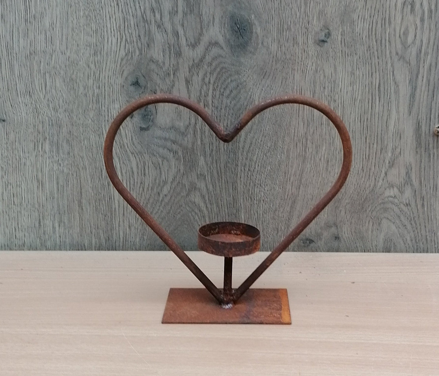 NEU !! 2er Set Herzteelicht auf Platte 16 x 16 cm und Herz 25 x 25 cm aus Metall in Edelrost Hochzeit Liebe Muttertag Geschenk Valentinstag