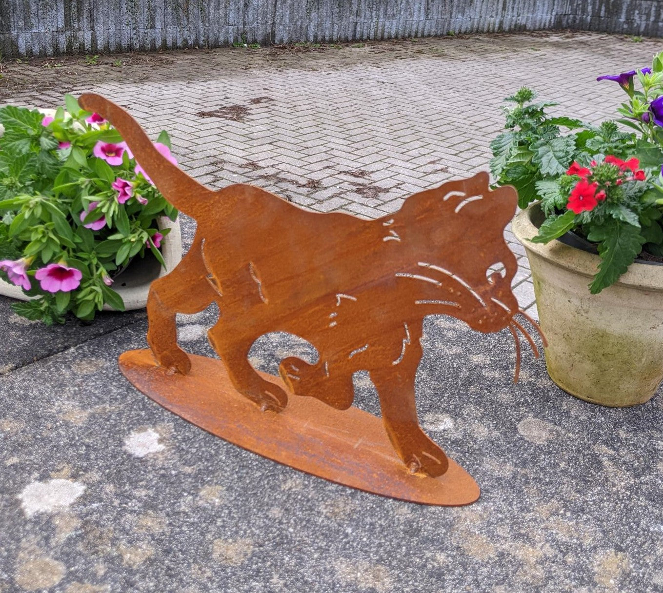 Neu !! Süße Katze ca. 35 cm breit aus Metall in Edelrost Haustier