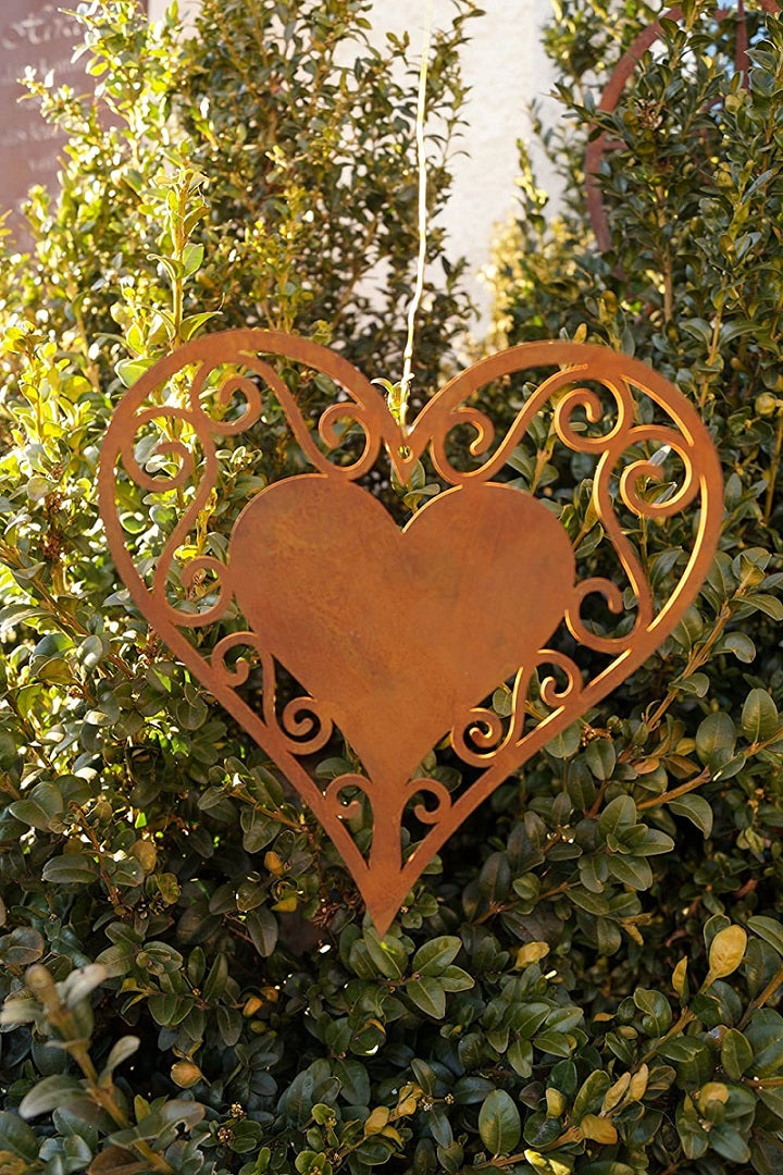 NEU !! Gartenstecker Herz 75 cm lang aus Metall in Edelrost Rankhilfe Deko Liebe Hochzeit Muttertag Valentinstag