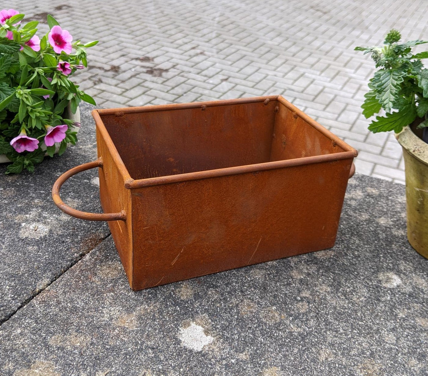 NEU !! Schublade Pflanztopf 35 cm breit aus Metall in Edelrost Blument – La Casa