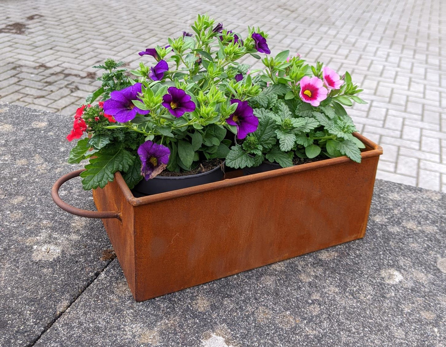 NEU !! Schublade Pflanztopf 31 cm breit aus Metall in Edelrost Blumentopf Pflanzgefäß