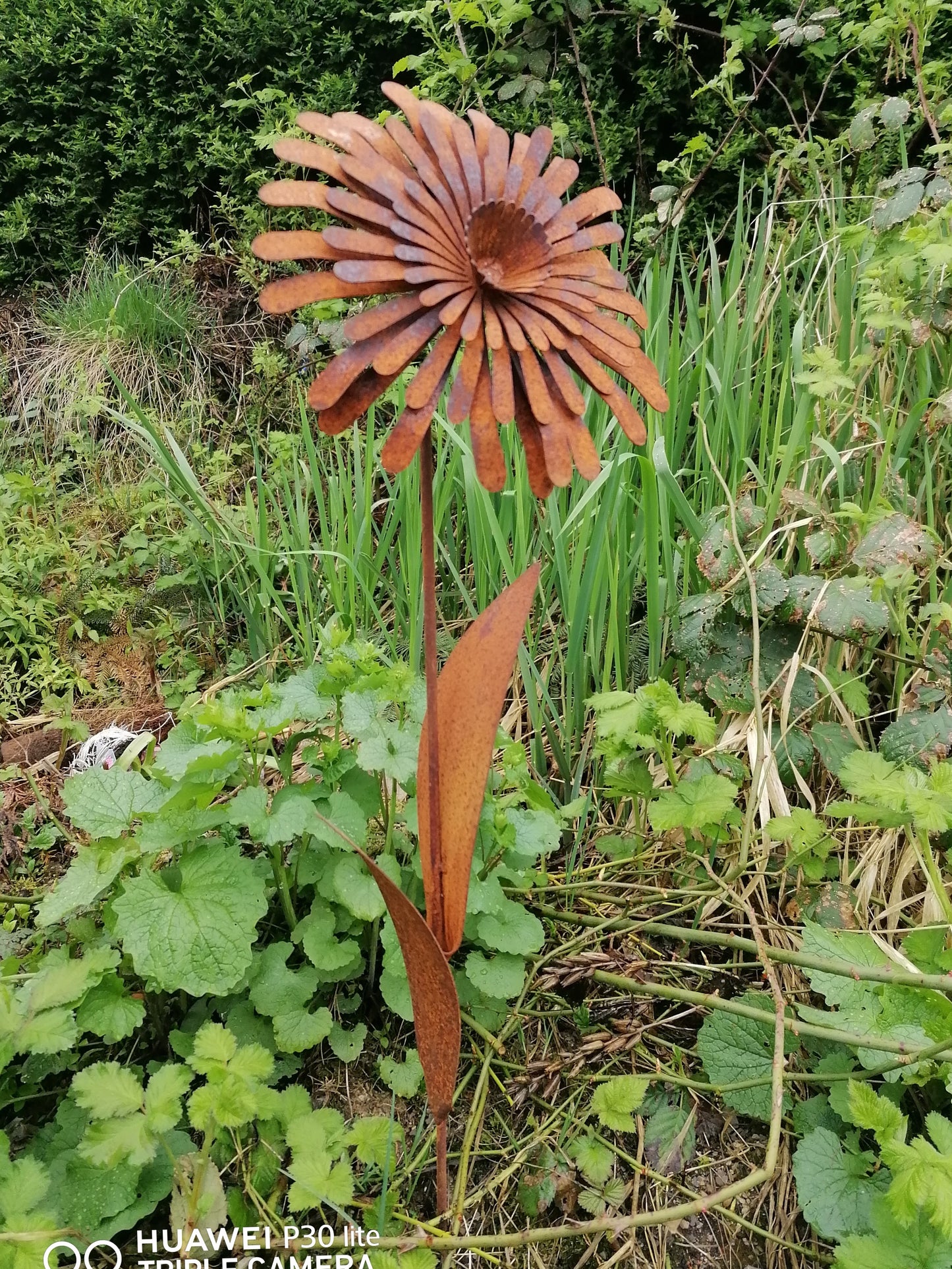 NEU !! Gartenstecker Blüte in 3D ca. 95 cm lang aus Metall in Edelrost Rankhilfe