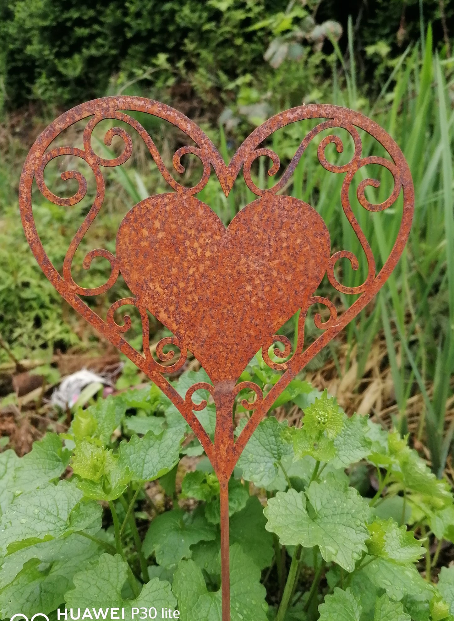 NEU !! Gartenstecker Herz 75 cm lang aus Metall in Edelrost Rankhilfe Deko Liebe Hochzeit Muttertag Valentinstag
