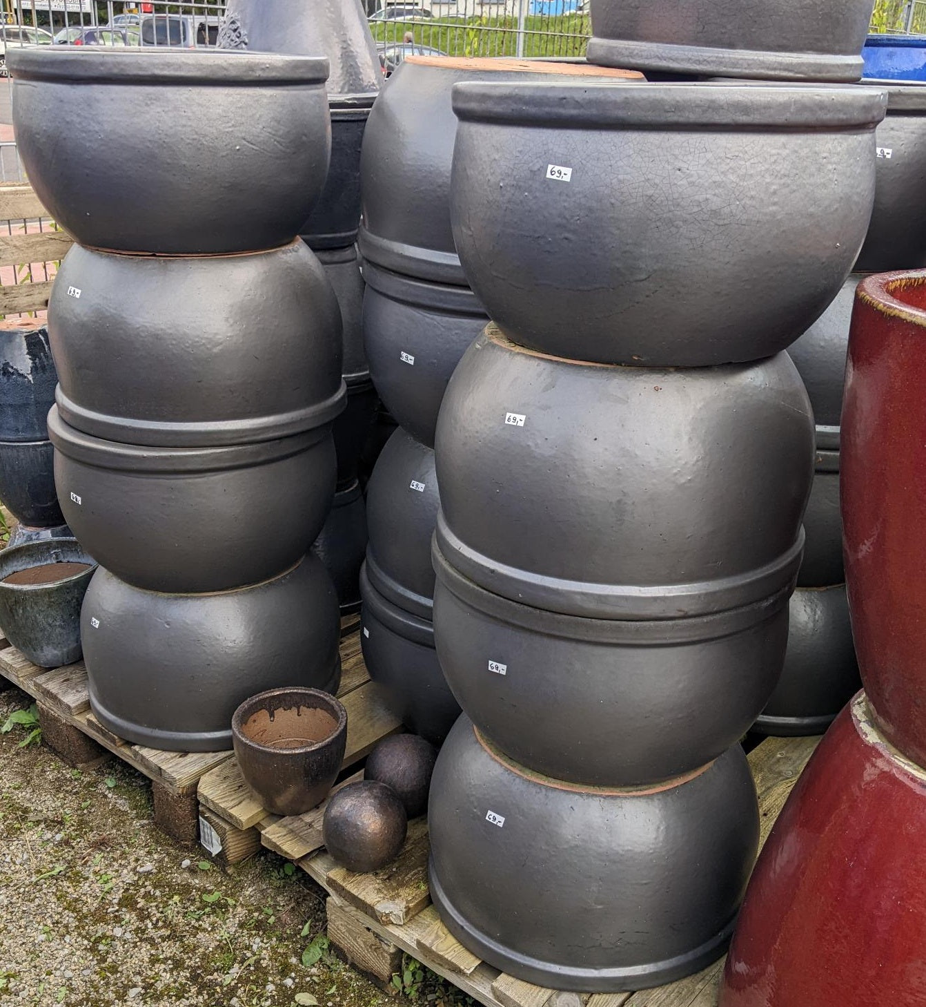 NEU !! Großer Blumentopf / Pflanzschale winterfest grau matt glasiert ø ca. 47 cm aus Steinzeug Pflanztopf, Blumenkübel