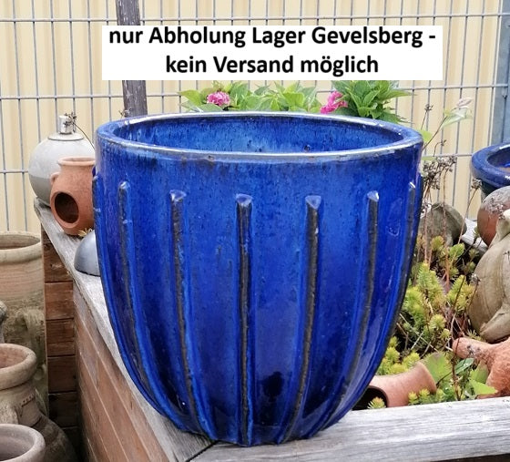 NEU !! Großer Blumentopf, winterfest blau glasiert ø ca. 41 cm aus Ste – La  Casa