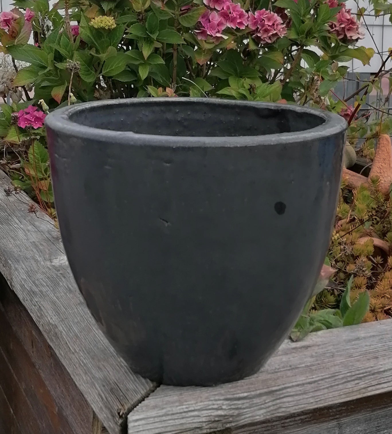 B-WARE ! Blumentopf grau matt glasiert ø ca. 22 cm aus winterfesten Steinzeug Pflanztopf, Blumenkübel