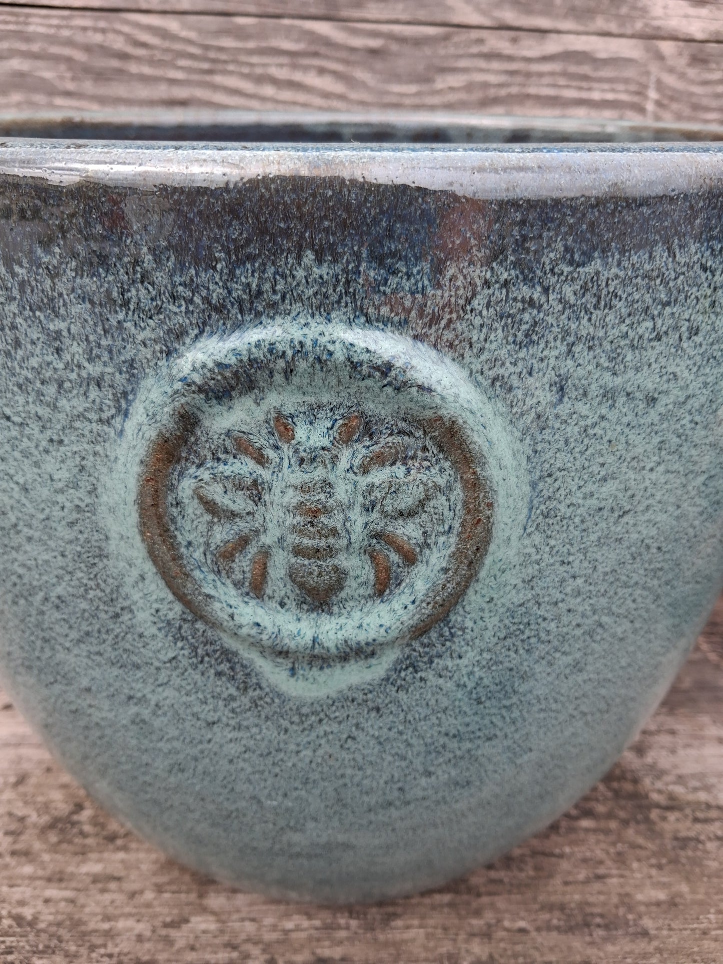 Neu ! Blumentopf grüngrau glänzend ø ca. 22 cm aus winterfesten Steinzeug Pflanztopf, Blumenkübel Übertopf