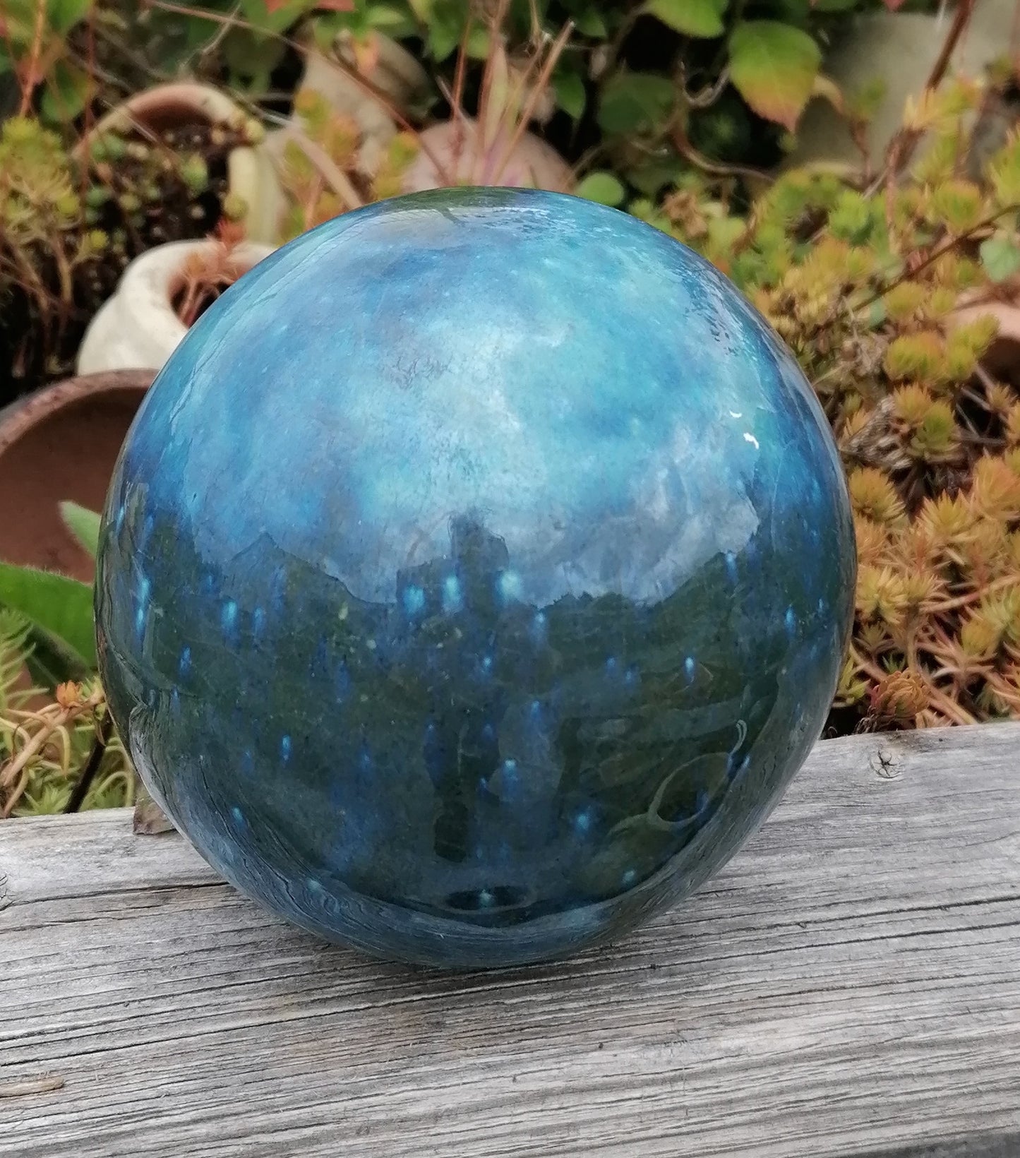 NEU !! Kugel blaugrün ø ca. 12 cm aus Steinzeug, Keramik, Deko, Garten , Rosenkugel