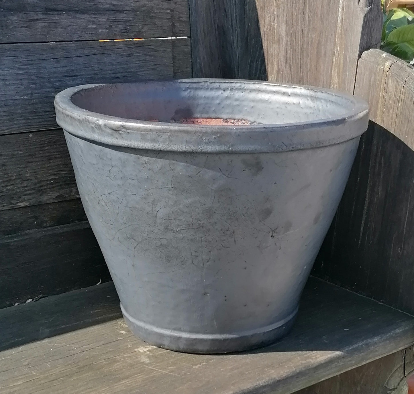 Neu !! 2. Wahl !! Blumentopf winterfest grau / anthrazit matt glasiert ø ca. 34 cm aus Steinzeug Pflanztopf, Blumenkübel , Übertopf