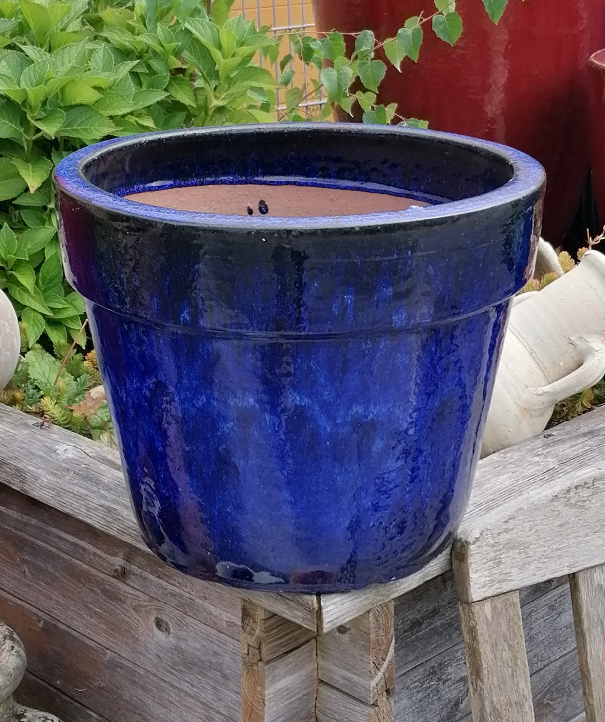 Neu !! 2.WAHL !! Blumentopf winterfest blau glasiert ø ca. 19 cm aus S – La  Casa