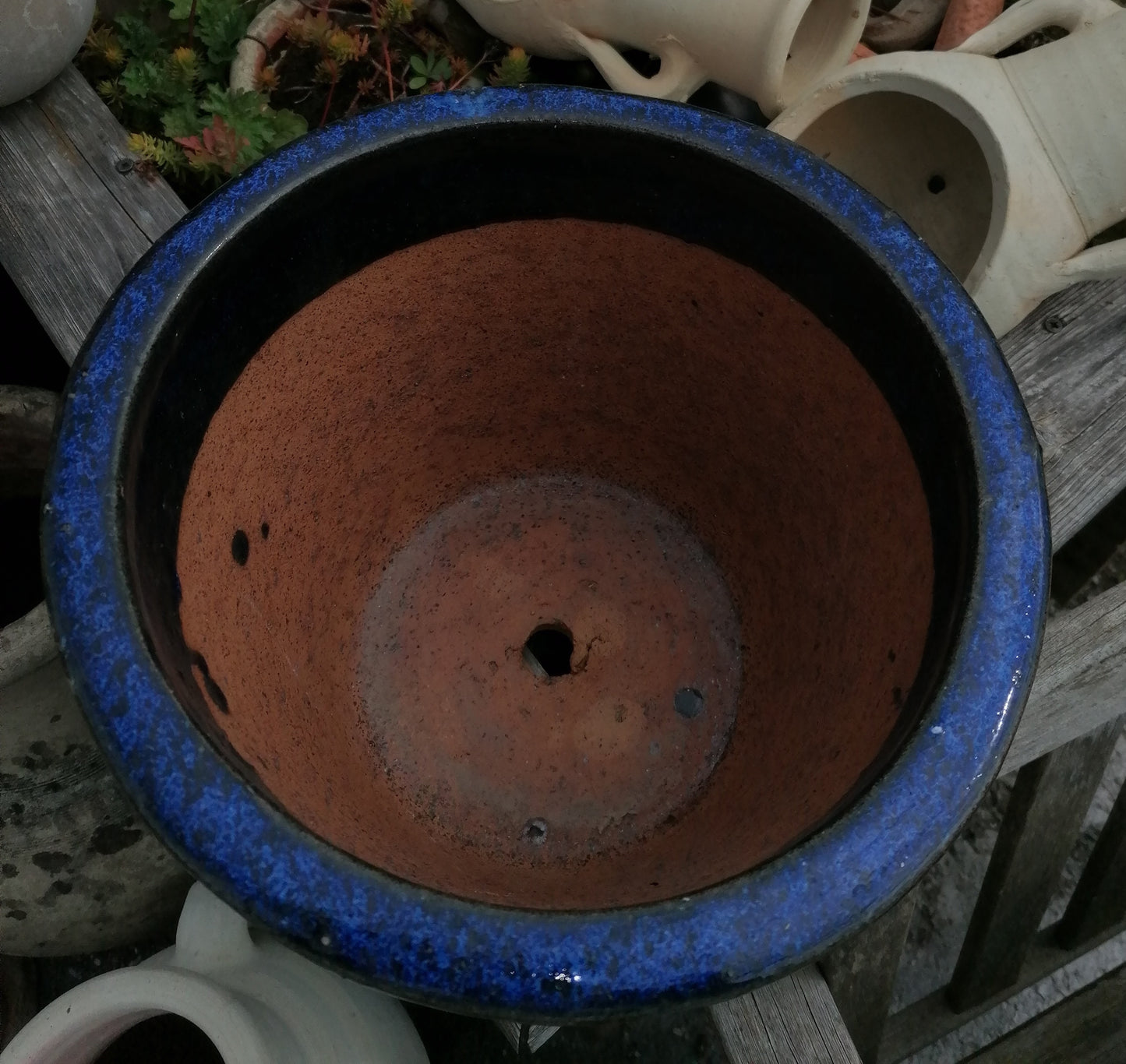 Neu !! 2.WAHL !! Blumentopf winterfest blau glasiert ø ca. 28 cm aus Steinzeug Pflanztopf, Blumenkübel