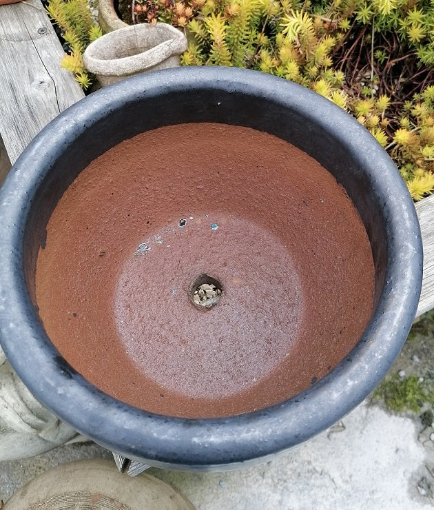 NEU !! Blumentopf Pflanzschale winterfest grau anthrazit glasiert  ø ca. 25 cm aus Steinzeug  Pflanztopf, Blumenkübel