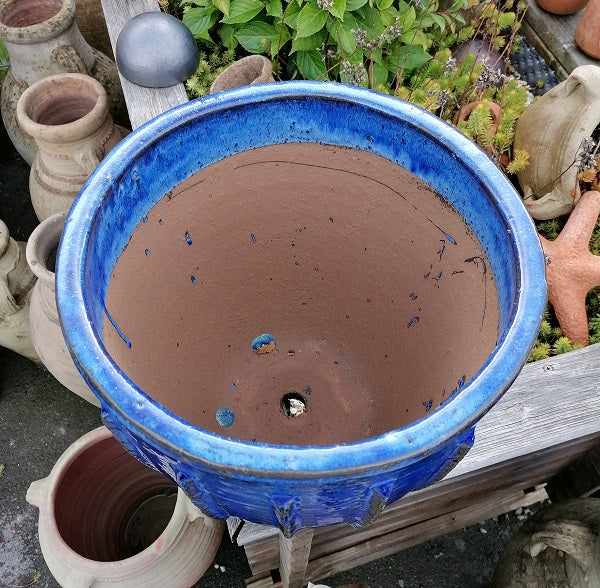 NEU !! Großer Blumentopf, winterfest blau glasiert ø ca. 41 cm aus Steinzeug Pflanztopf, Blumenkübel