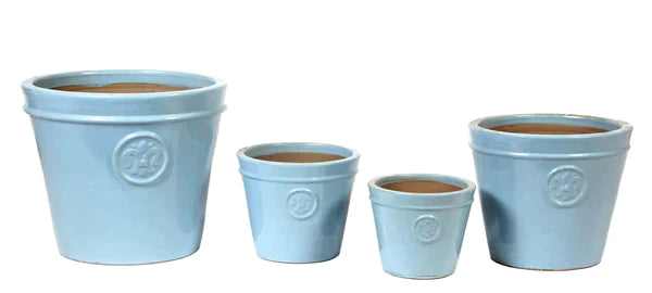 NEU!! Blumentopf hellblau glasiert ø ca. 28 cm aus frostfesten Steinzeug Pflanztopf, Blumenkübel