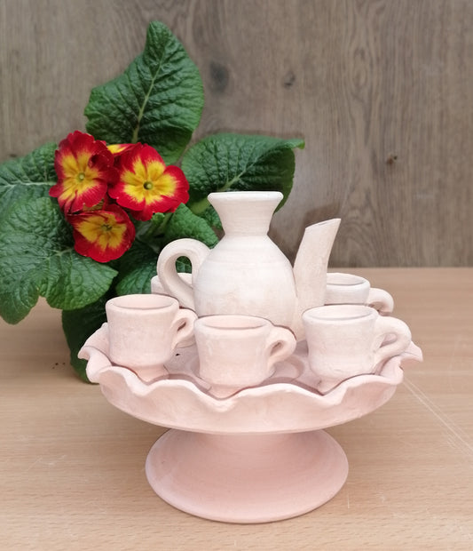 Neu !! 8 tlg. Miniservice Amphoren aus Terracotta Krüge Vasen Miniamphoren Tassen Kaffeekanne Geschirr