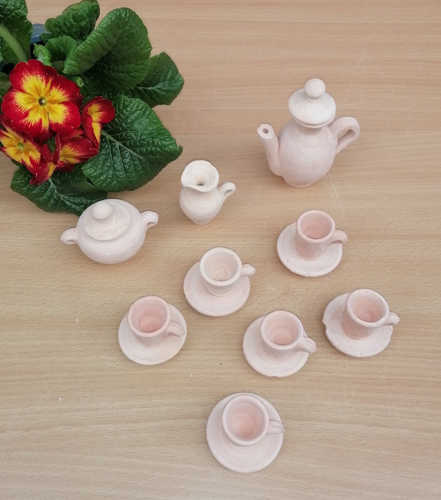 Neu !! 17 tlg. Minikaffeeservice Amphoren aus Terracotta Krüge Vasen Miniamphoren Tassen Kaffeekanne Geschirr