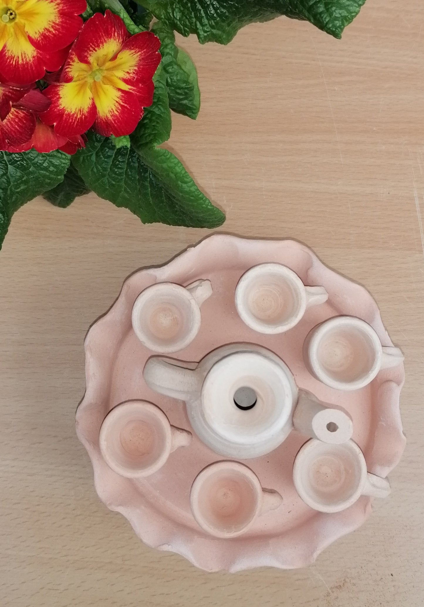 Neu !! 8 tlg. Miniservice Amphoren aus Terracotta Krüge Vasen Miniamphoren Tassen Kaffeekanne Geschirr