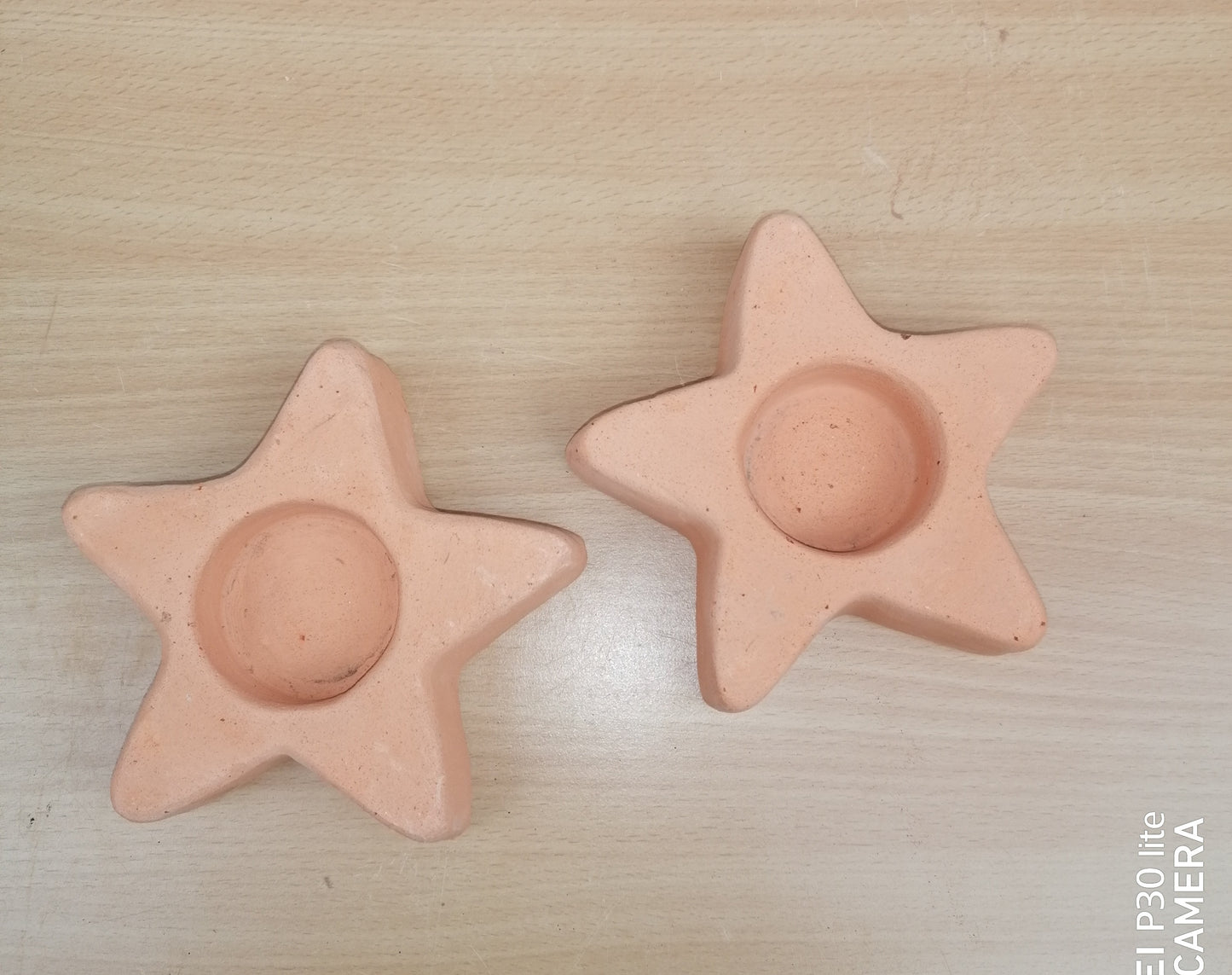 Neu !! 2er Set Teelichthalter in Sternform aus Terracotta, Terrakotta , Kerzenlicht, Kerzenständer Windlicht