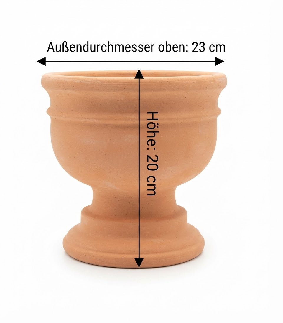 Kleiner rustikaler Pokal - Pflanzschale - Blumentopf ø ca. 23 cm aus rötlichen Terracotta Terrakotta